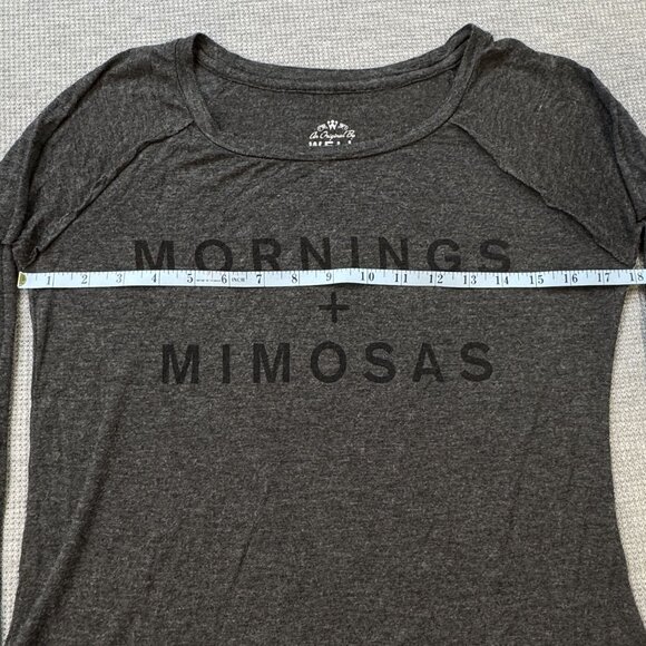 Mornings + Mimosas Graphic Long Sleeve Top Well Worn Los Angeles Dark Gray Sz XS - Picture 8 of 11